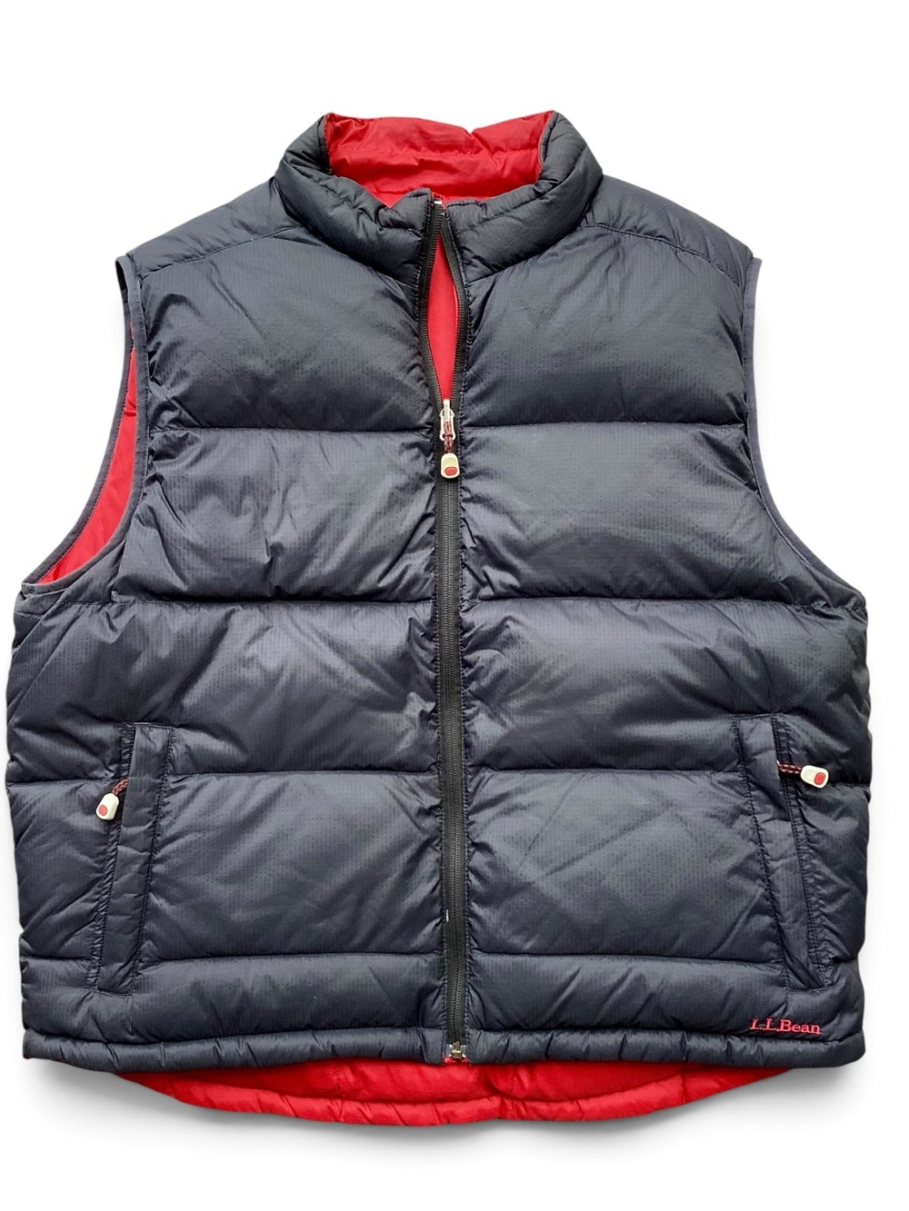 L.L. BEAN Down Puffer Vest L Reversible (Navy Blue/ Red)